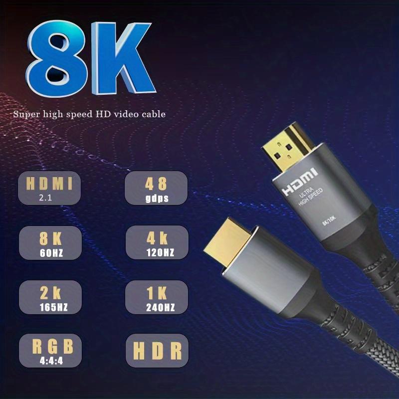 Кабель HDMI 8K 2.1, 48 Гбит/с, HDMI 2.1, высокоскоростной плетеный шнур HDMI-4K, 120 Гц, 8K, 60 Гц, DTS:X, HDCP 2.2 и 2.3, совместимость с HDR 10