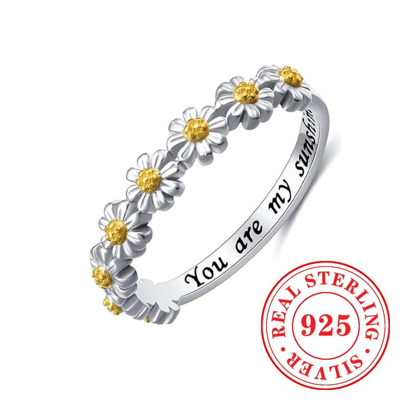 CAOSHI Aesthetic Daisy Flower Design Ring for Women 925 Sterling Silver Elegant Luxury Jewelry High-end Eternity Wedding Jewelry