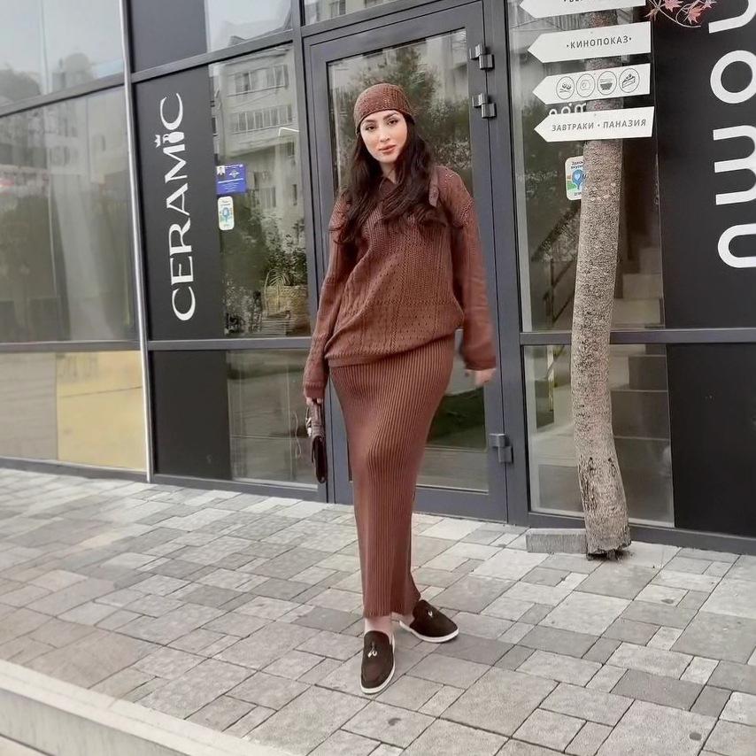 Autumn Winter Knit Sweater & Skirt Set: Women's Casual Loose Fit Two-Piece