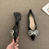 Модная женская обувь на плоской подошве 2025 Весна и Осень Бриллиантовая бабочка Новая Остроносая С мелким вырезом Большого размера Женская обувь Женская