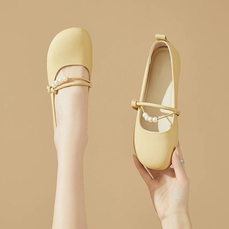 Mary Jane Women's Spring and Summer New Models with Skirts, Small Leather Shoes, Flat-soled Soft-soled Doudou Single Shoes, Thick Heels