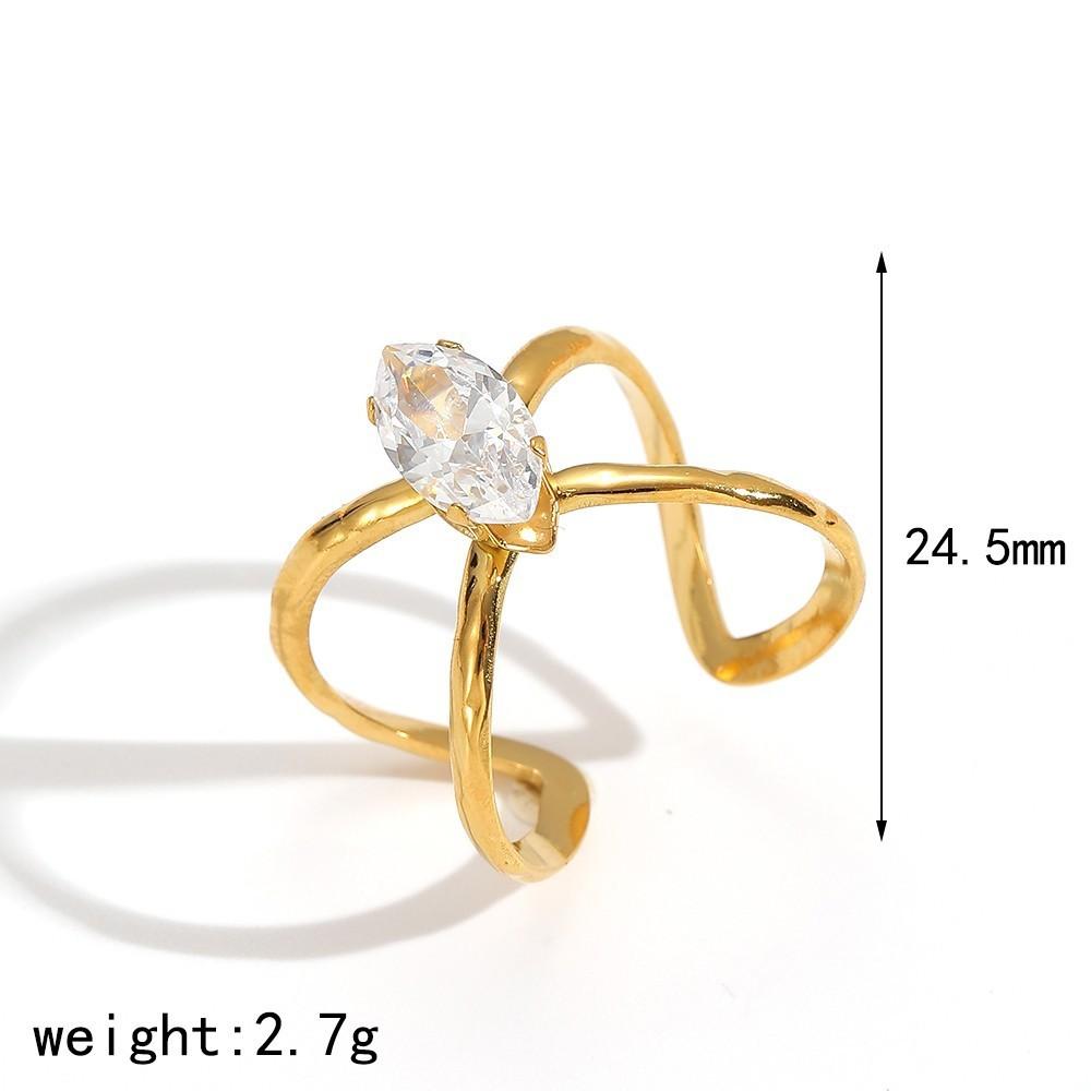 Minimalist Stainless Steel Zirconia Ring For Women With Irregular Shape And Elegant Look