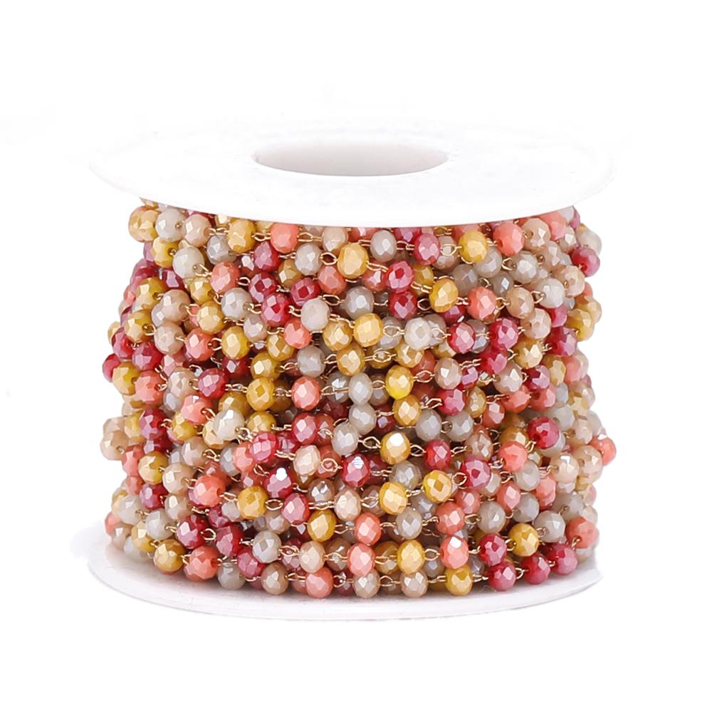 1 Meter Stainless Steel Colorful Glass Beads Chains DIY Jewelry Making Necklace Findings Bracelets Accessories Anklet Supplies