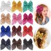 2Pcs 4Inches Boutique Hair Bling Sparkly Sequins Tail Mesh Ribbon Alligator Hiar Clips Barrettes Party Girls Kids Children