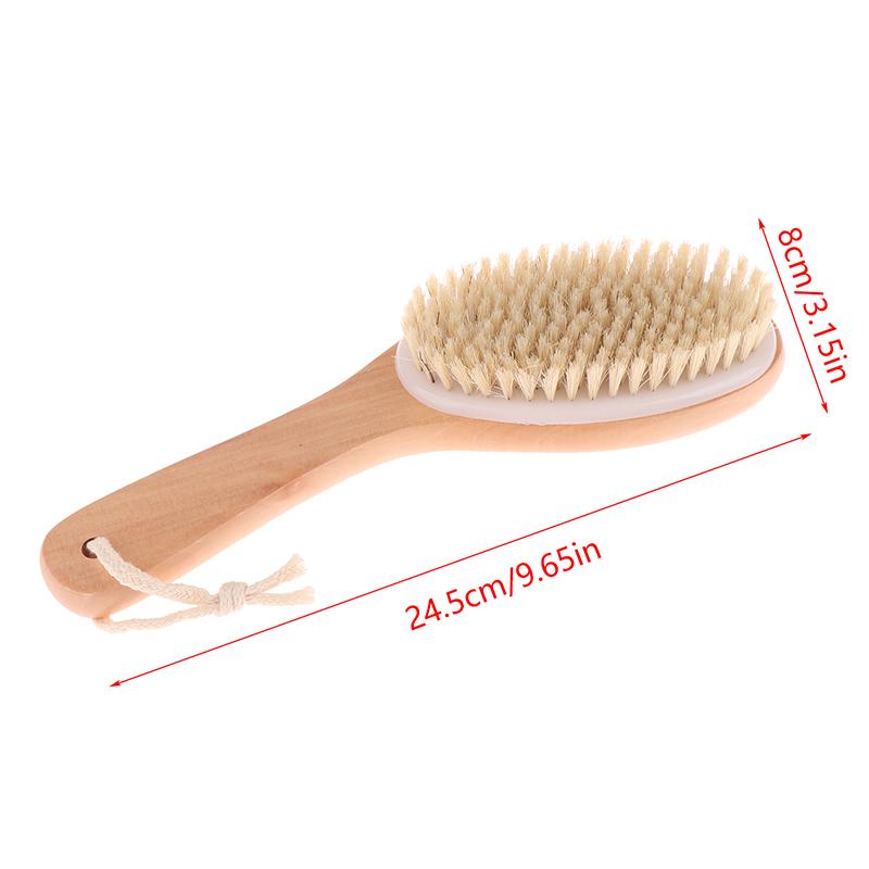 Дерево + Щетина Щетка для Тела из Натуральной Щетины для Сухого Отшелушивания Кожи Массажер Очиститель Скраббер