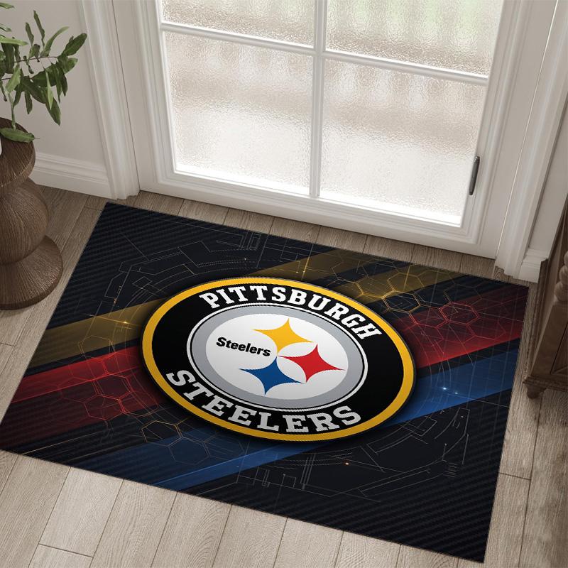 Pittsburgh Steelers Design Crystal Velvet Carpet Cozy Non?Slip Printed Rug For Bedroom Living Room Entrance