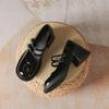 Spring and Autumn Women Shoes Small Leather Shoes Mary Jane Patent Leather Round Head Thick Heel Buckle Strap Single Shoes 2024