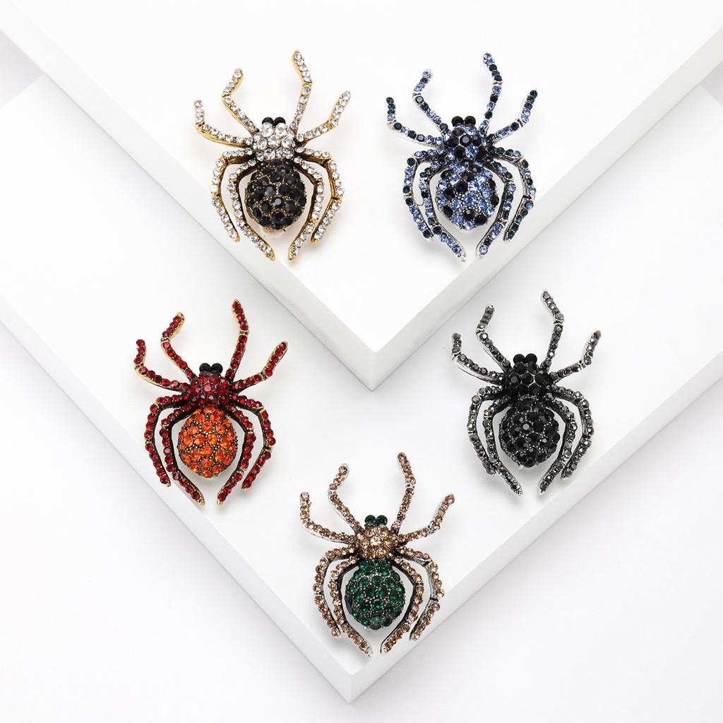Rhinestone Spider Brooch for Women Unisex Animal Pins Insect Banquet Party Backpack Gifts Jewelry Accessories