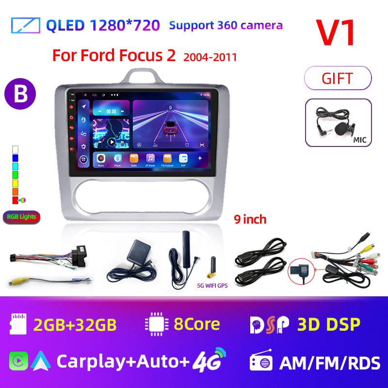 Android 12 Car Radio for Ford Focus 2 3 Mk2 Mk3 2004 2005 - 2011 Multimedia Player Navigation GPS 2Din Carplay Stereo DVD