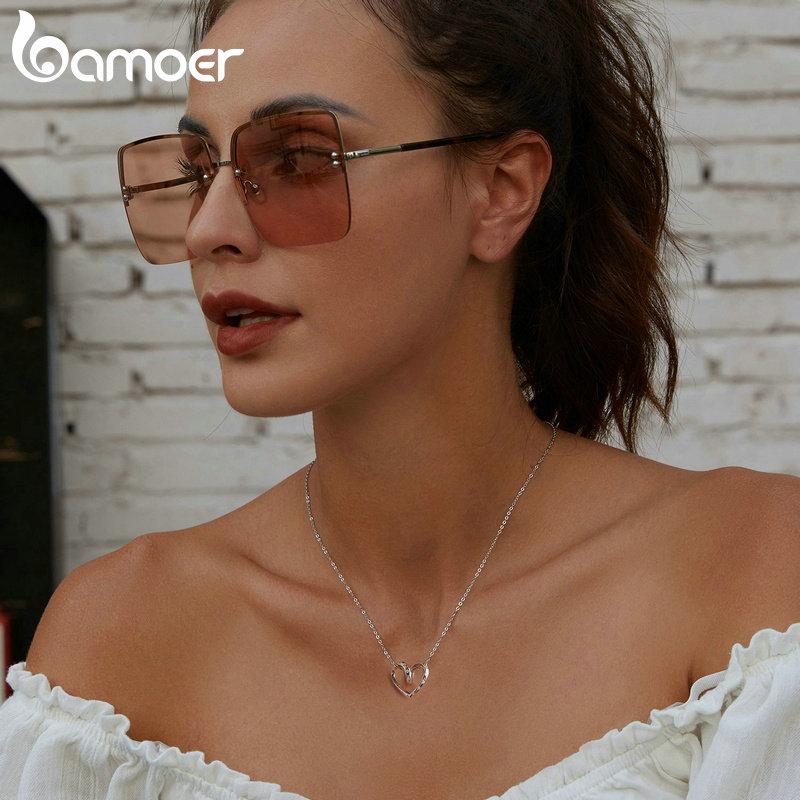 BAMOER Стерлингового Серебра 925 пробы Романтический Твист Сердце Подвески Подвеска для Женщин Браслет DIY Ювелирные Изделия