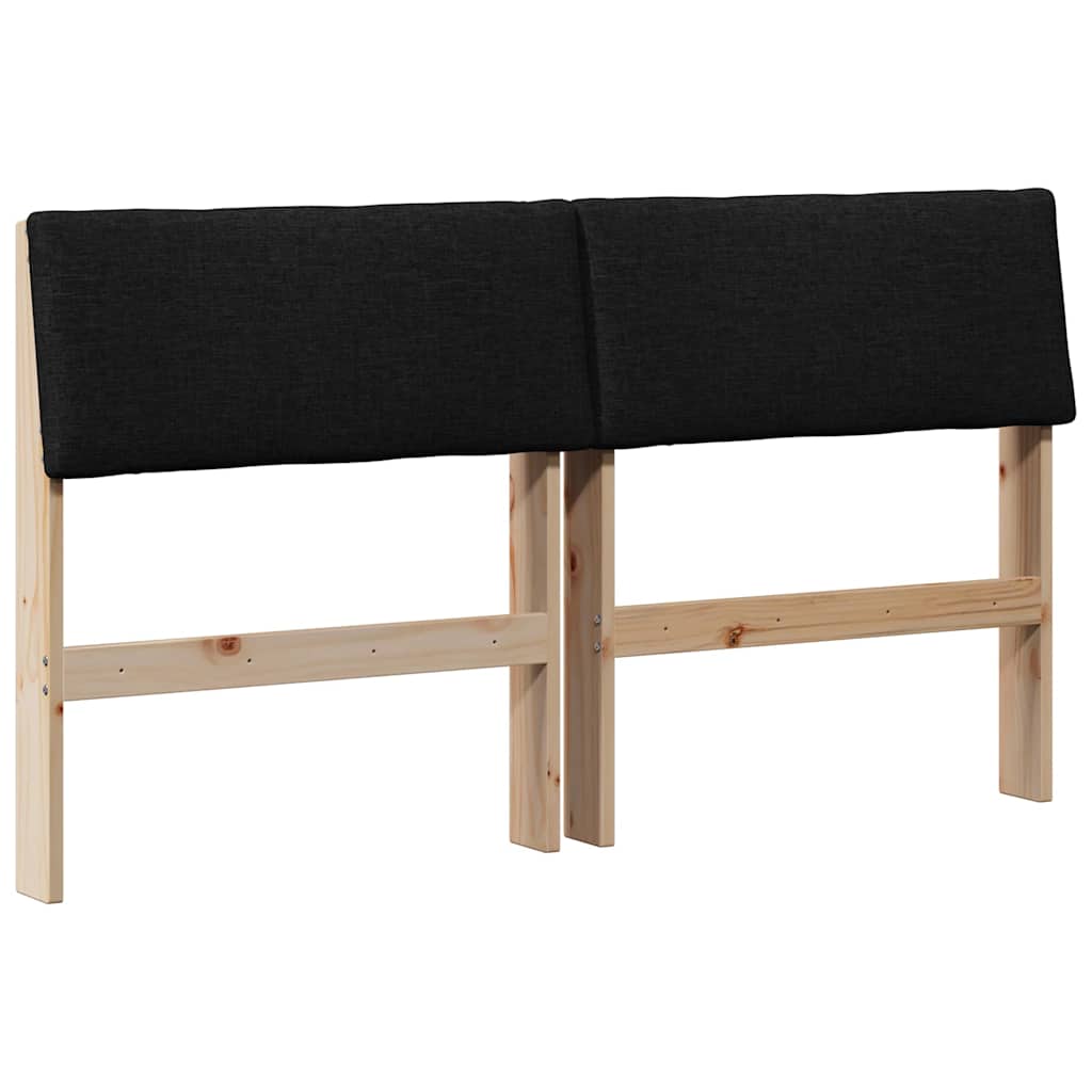 Padded Headboard in Black 140 cm Solid Pine Wood