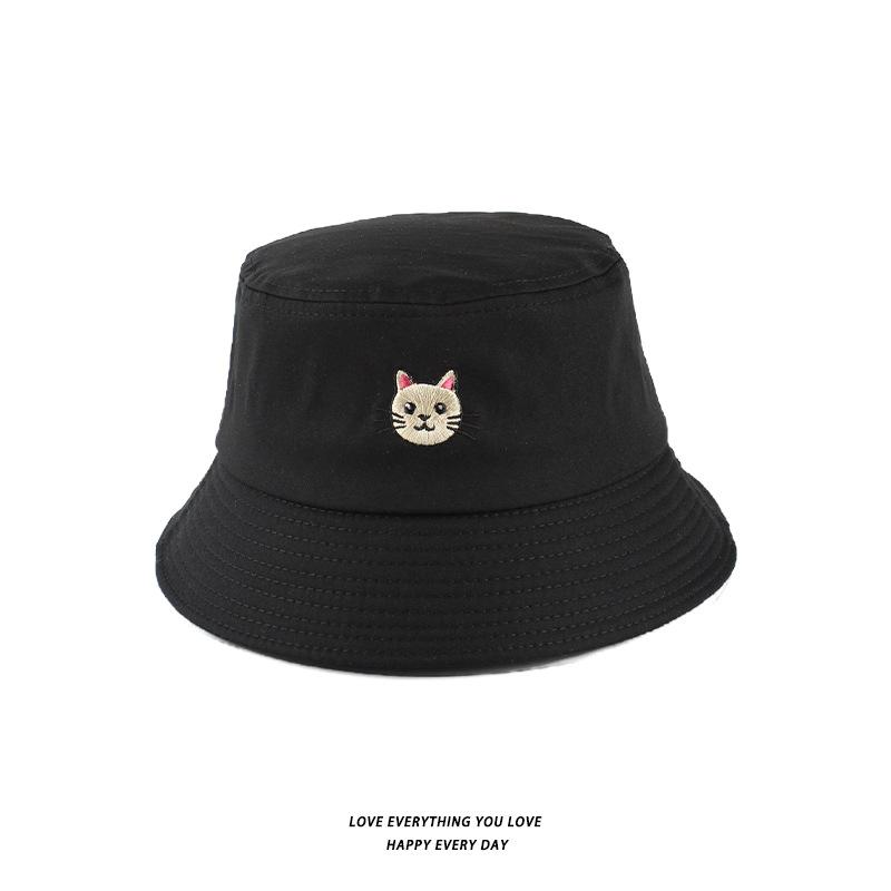 Bucket Hats Men And Women Skull Embroidered Fisherman Hat, Single-Sided Black Street Fashion Foldable Sunhat