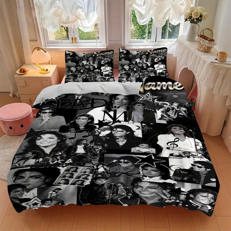 Custom Michael Jackson Bedding 3 Piece Set HD Print Duvet Cover Pillowcases for Teens Adult Bedroom Decoration Christmas Gift
