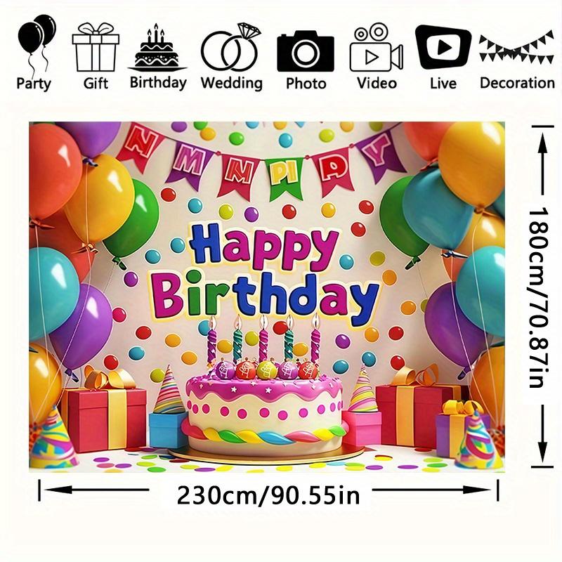 Colorful birthday party polyester fabric background and party wall decorations - Background fabric, indoor/outdoor