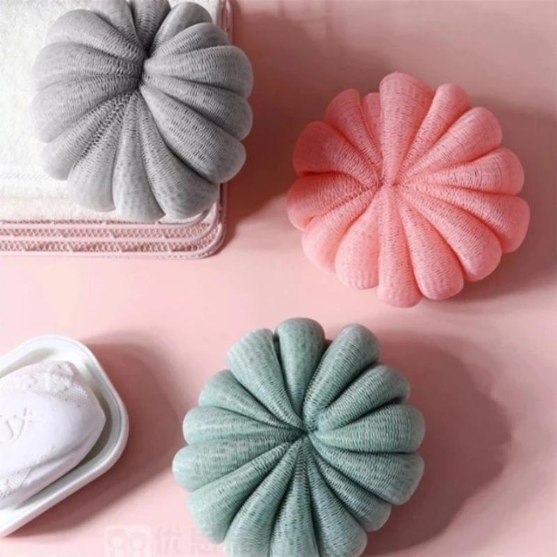 Bath Loofah Sponge Pumpkin Shape Multi Color Optional Extra Thick Soft Mesh Durable Hanging Rope for Shower Bath
