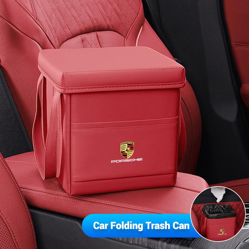 AFEBO1 Car Folding Durable Trash Can Convenient Installation For Porsche Cayenne Panamera Macan 911 718 Taycan Boxster Cayman 918 Pajun
