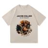 Футболка Jacob Collier Guitar Logo Daily Basic Универсальная Женская Мужская Хлопковые Футболки Повседневная Короткая