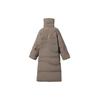 Li Ning Sports Fashion Series Solid Color Mid-Length Warm Down Jacket Women Outerwear Walnut-Brown AYMR234-4