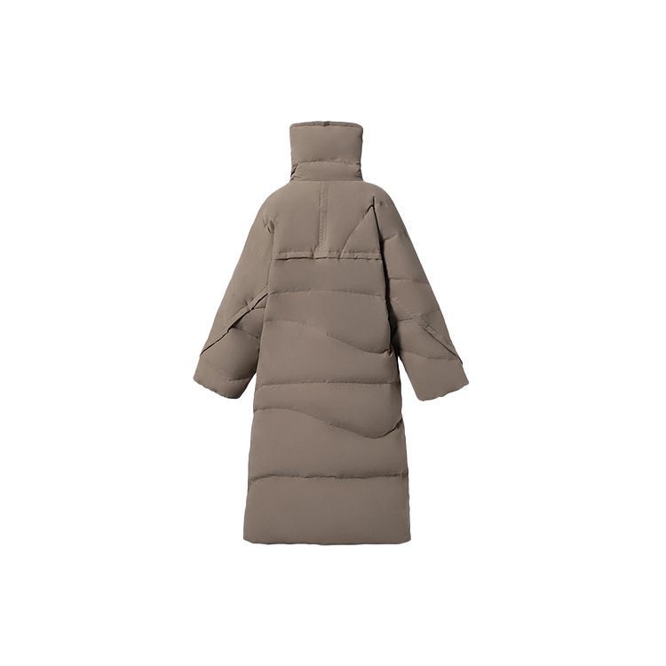 Li Ning Sports Fashion Series Solid Color Mid-Length Warm Down Jacket Women Outerwear Walnut-Brown AYMR234-4