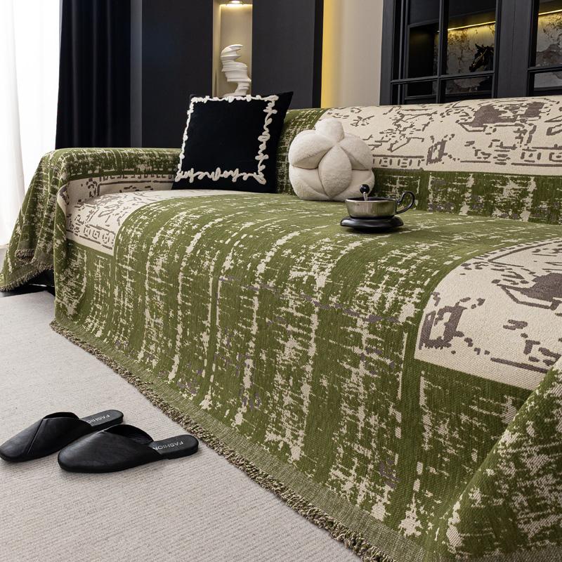 Чехлы на диван Шенилл Коврики для дивана Пледы Коврики Всесезонное Одеяло для кемпинга и пикника Цветной блок Чехол-коврик для дивана