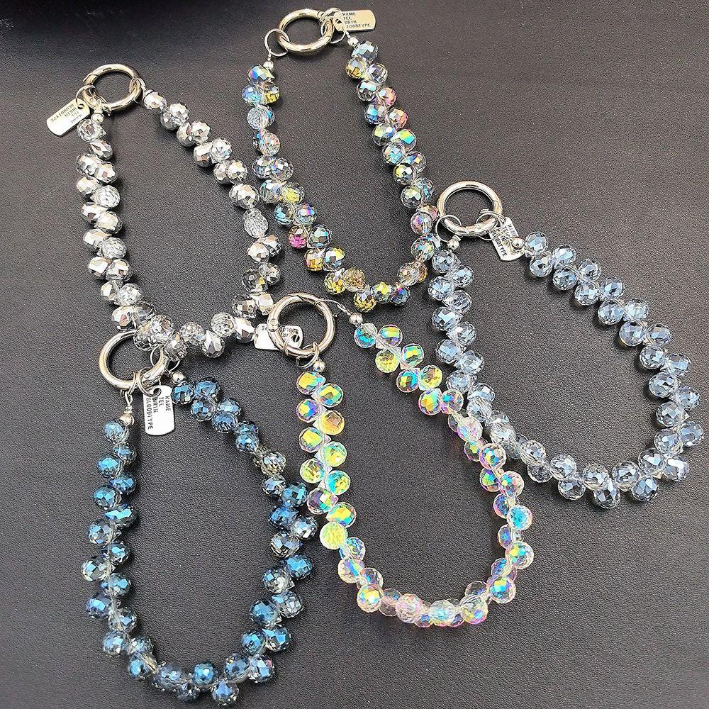 Прозрачный хрустальный брелок с бусинами, съемная сумка, кулон, креативный ремешок для телефона для женщин и девочек