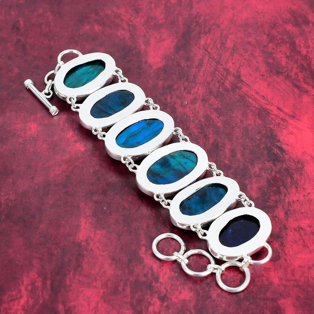 Браслет из лабрадорита с неоновой вспышкой, ювелирные изделия из стерлингового серебра 925 пробы, великолепный браслет ручной работы, новейший дизайн, ювелирные изделия из драгоценных камней, подарок для матери