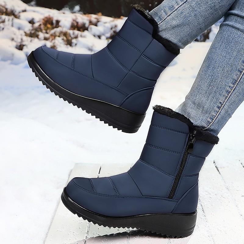 Womens High-Top Winter Snow Boots Warm Fleece Lined Non-Slip Comfortable Casual