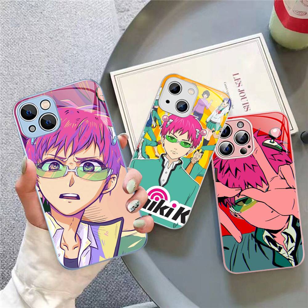 Закаленное стекло Аниме Сайки Кусуо для iPhone 14 13 12 11 Pro Mini XS MAX 14Plus X XS XR Чехол