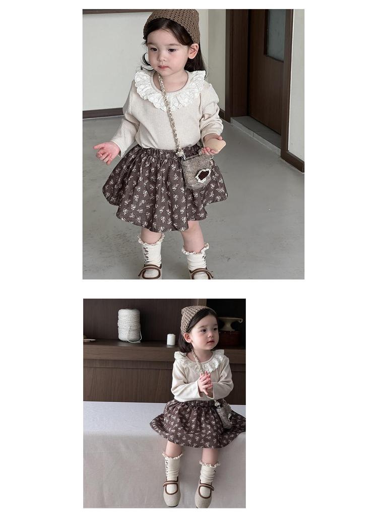 Комплект осенней цветочной кукольной рубашки и юбки для девочек 2025