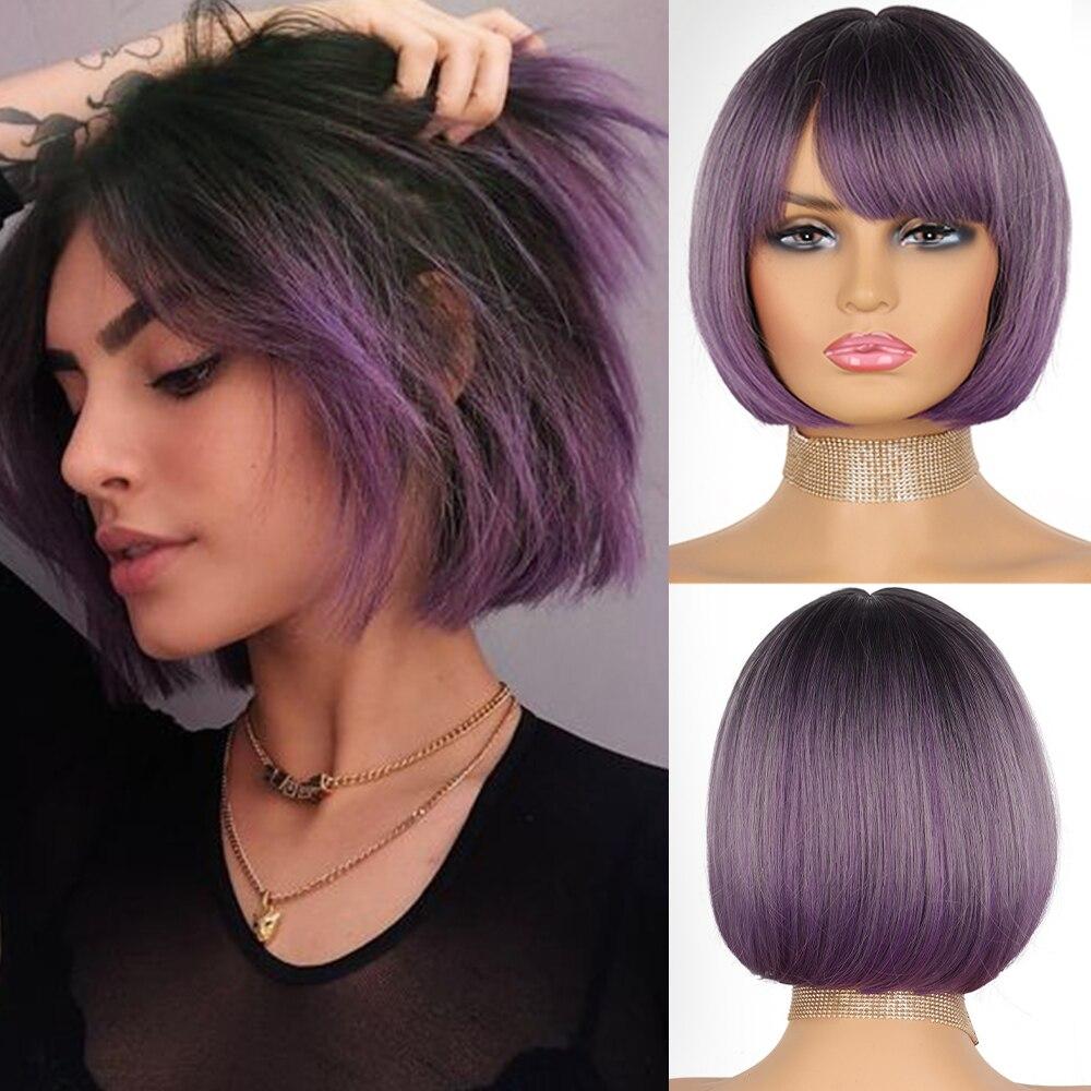 MISSQUEEN Женский модный зеленый прямой короткий парик Боб с челкой из синтетического волокна, зеленый парик для косплея на Хэллоуин