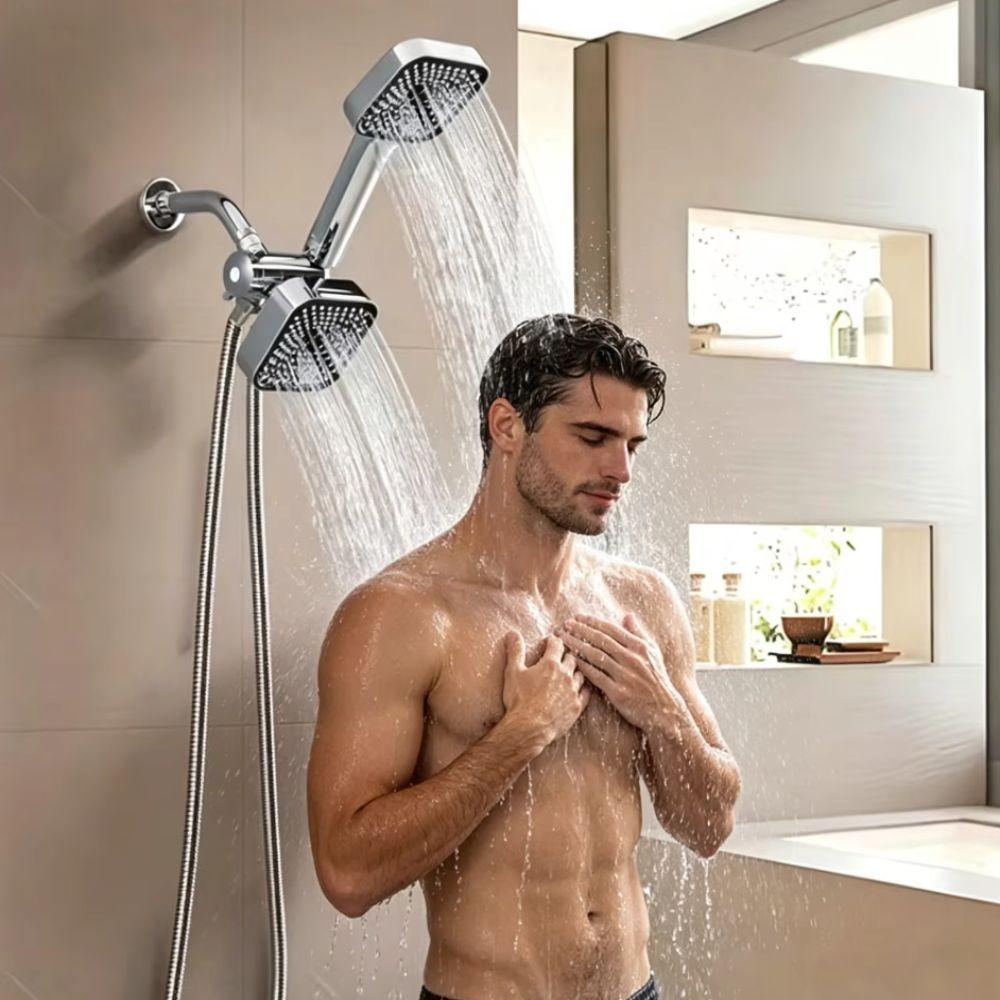 Matching Bracket Square Handheld Shower Set Flexible Hoses Three-way Water Distributor Daily Use
