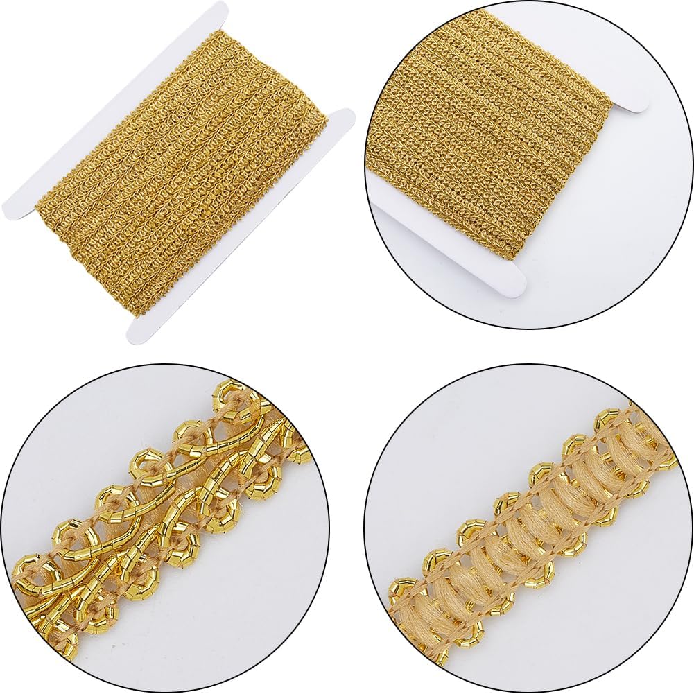 GORGECRAFT 25 ярдов Металлическое кружево Отделка Вышитая Золотая Плетеная Тесьма Сороконожка Кромка Лента Аппликация Гимп Тканая Кромка Отделка для Шитья Рождество Дом