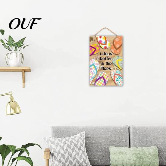 Floral Pattern Sign Summer Wooden Hanging Sign, Welcome Front Door Decor with Seasonal Home Accents Rope, Colorful Hanger for Farmhouse Beach