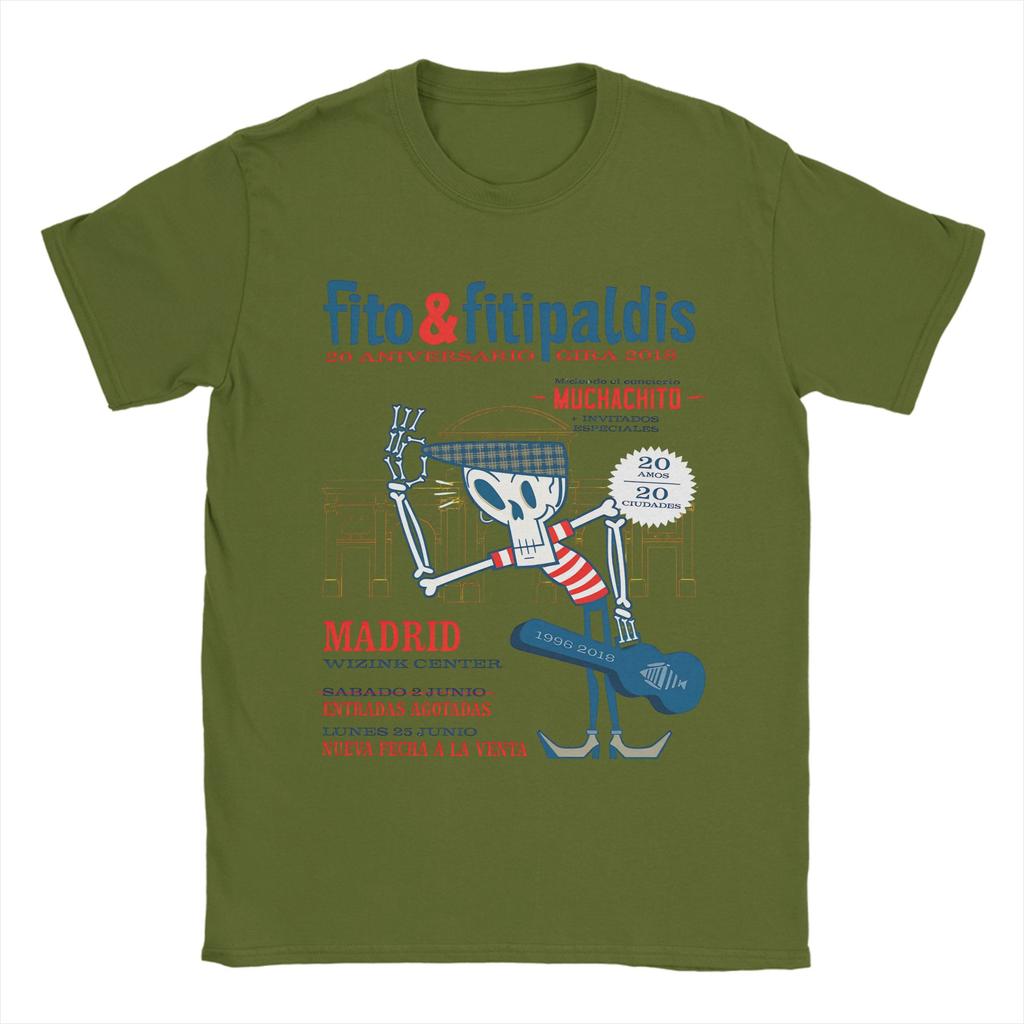 Mens Fito Fitipaldis Spanish Rock Band T Shirt Pure Cotton Tops Vintage Short Sleeve Crew Neck Tees Original TShirts