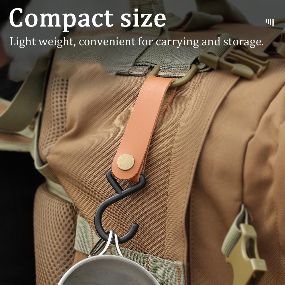 Портативный уличный крючок, S-образный крючок для кемпинга, пикника, подвесной крючок из искусственной кожи, брелок для ключей, стеллаж для хранения, полка