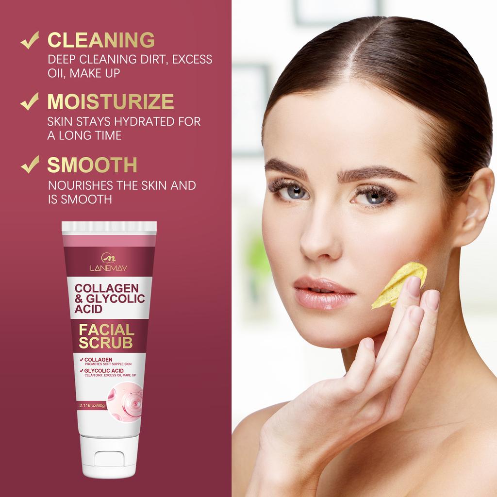Collagen Glycolic Facial And Acid Scrub Deep Cleanses And Soothes Facial Skin Cleansing And Nourishing Skin Care