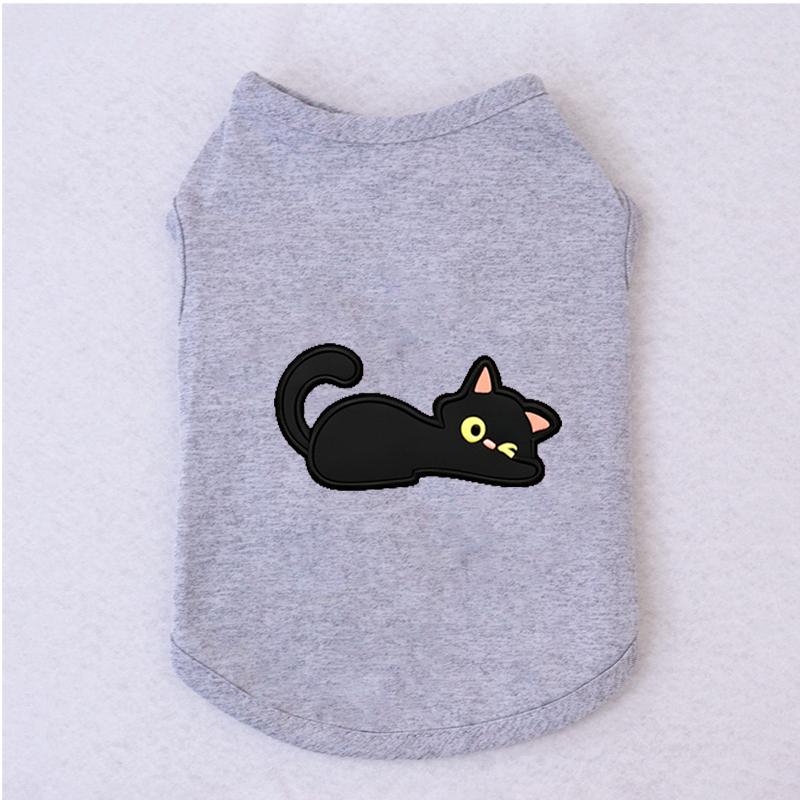 Halloween Pet Vest Cute Black Cat Cartoon Print Sleeveless Shirt Soft Breathable Costume For Kitten Puppy Party Daily Outfit