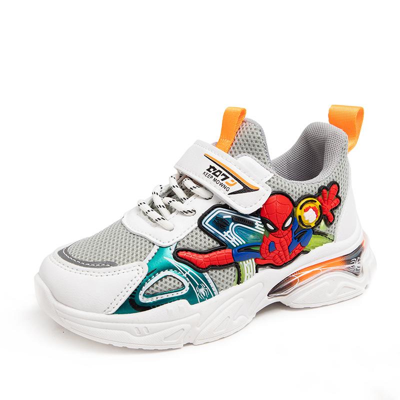 Kids'Casual Shoes Mesh Spider-Man Spring Shoes For Boys Flat Outdoor Basketball Anti-slip Breathable Blue Red Shoes Size 21-38