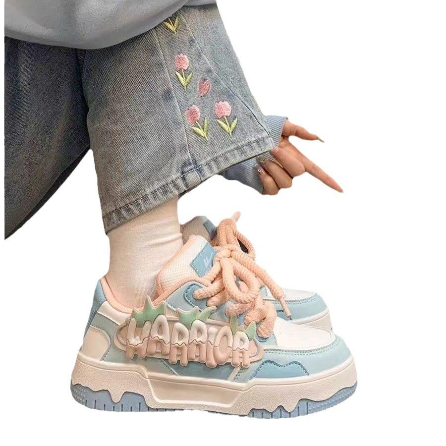 Обувь для скейтбординга для девочек в цвете dopamine универсальные маленькие белые туфли для студентов в студенческом стиле повседневная обувь для скейтбординга спортивная обувь на платформе