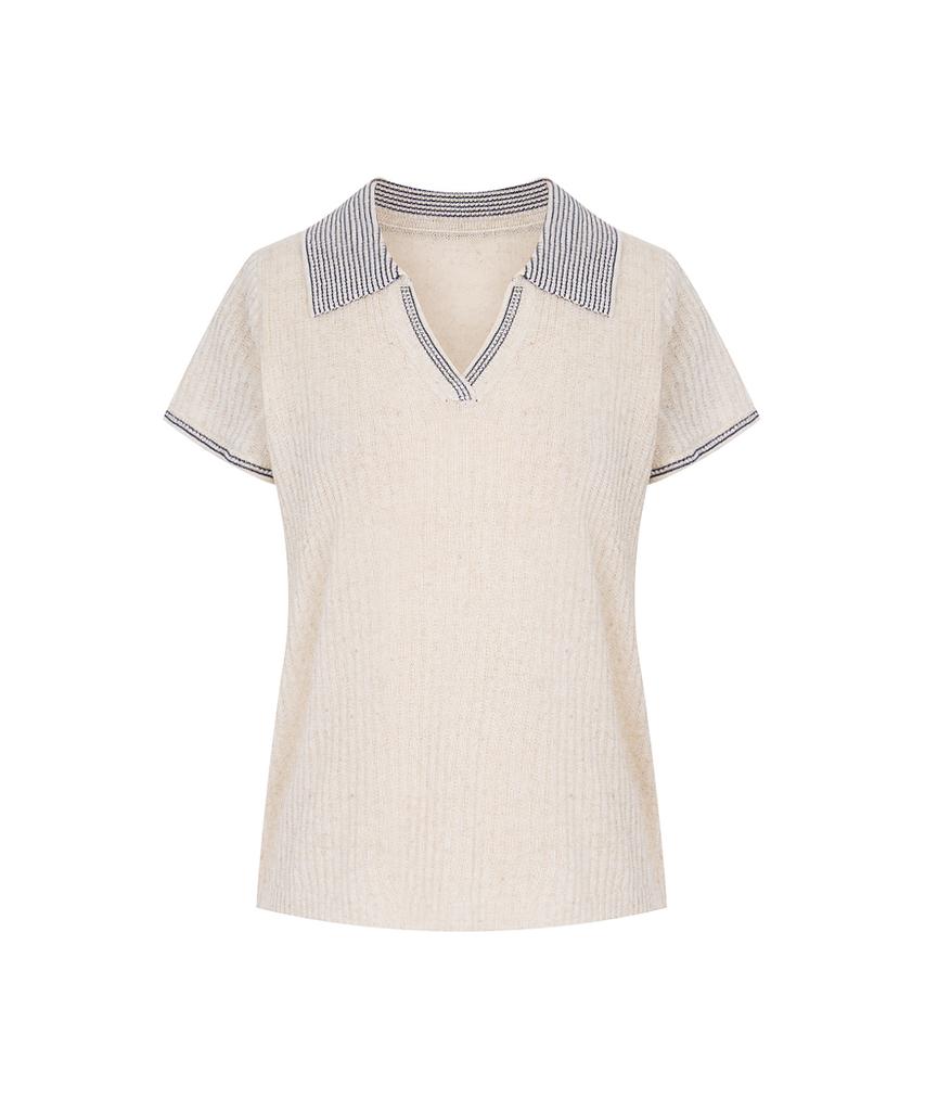 PAIGEFLYNN Contrast Open Collar Knit_P6Bkn061C