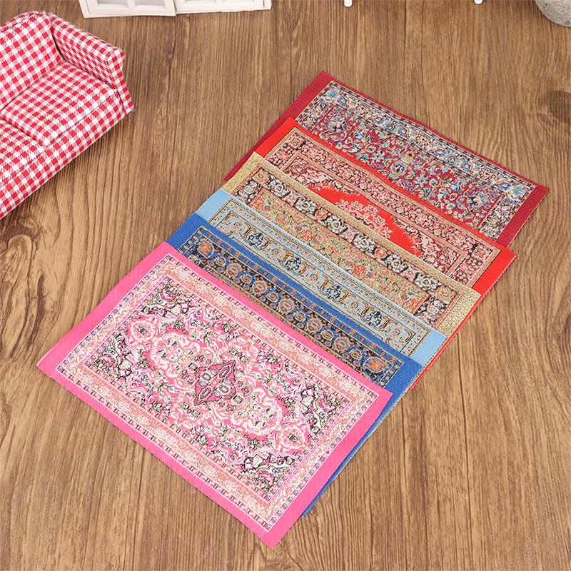 1:12 миниатюрный напольный коврик для кукольного домика, тканый чехол, модель ковра, домашний декор, игрушка