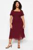 Women's Style Plus Size Burgundy Woven Slit Dress
