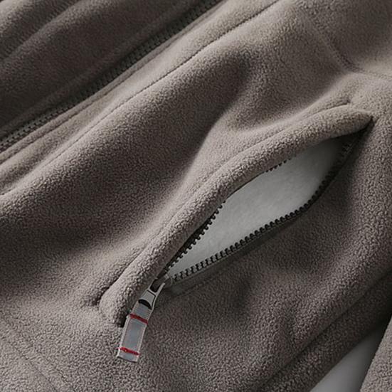 Мужская зимняя флисовая куртка с карманом и длинным рукавом, воротником-стойкой на молнии, толстое теплое удерживающее тепло уличное пальто