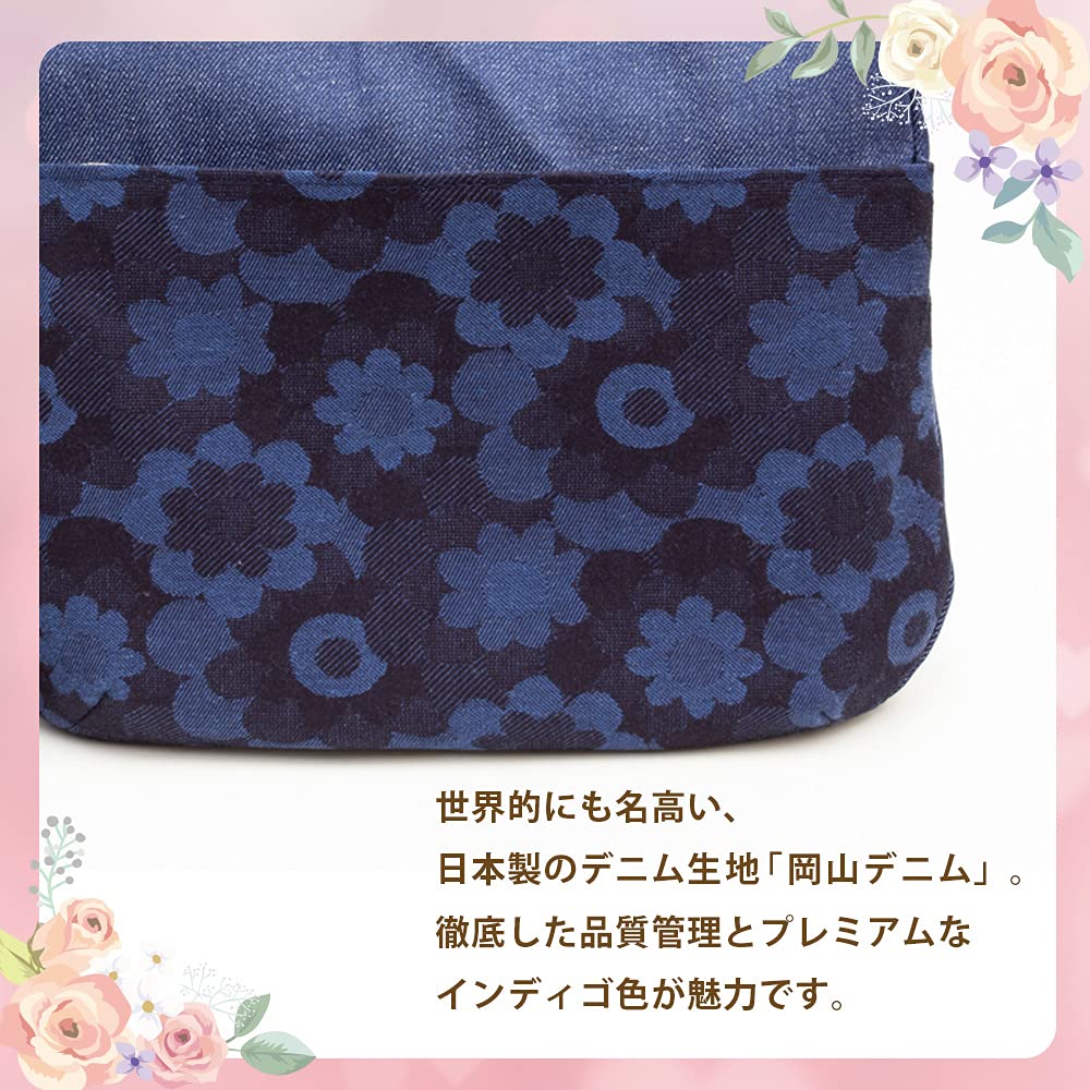Сумка через плечо для тела, сделанная в Окаяме, подарок на день рождения для женщин [creare KIKI], кроссбоди, легкая, Япония, деним, ромашка, сумка, День матери, мама,