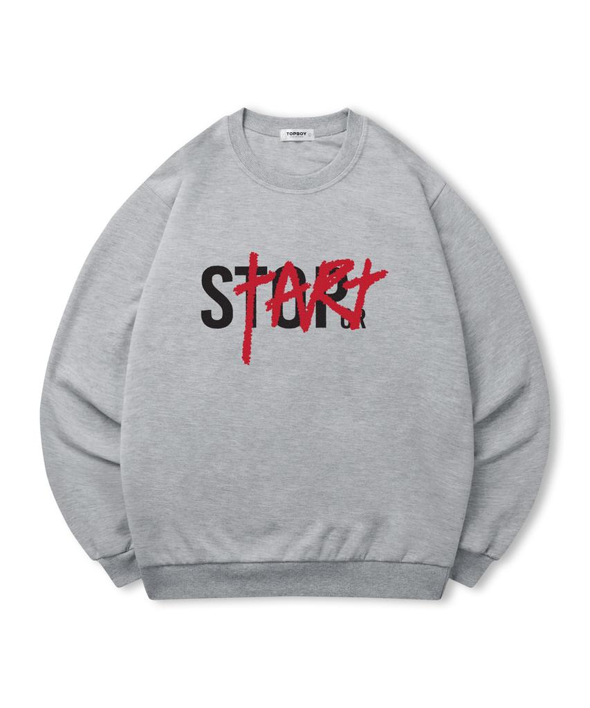 TOPBOY [Non-Fleece Or Fleece-Lined] Start Print Sweatshirt (Type B)