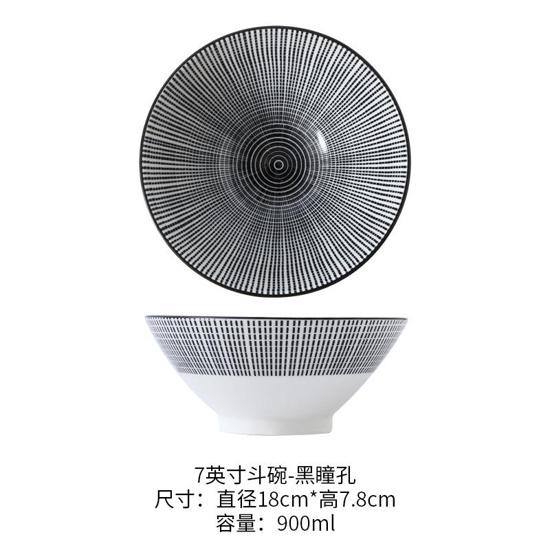 7-дюймовая японская миска для рамена керамическая подглазурная креативная миска для супа с лапшой для дома, ресторана