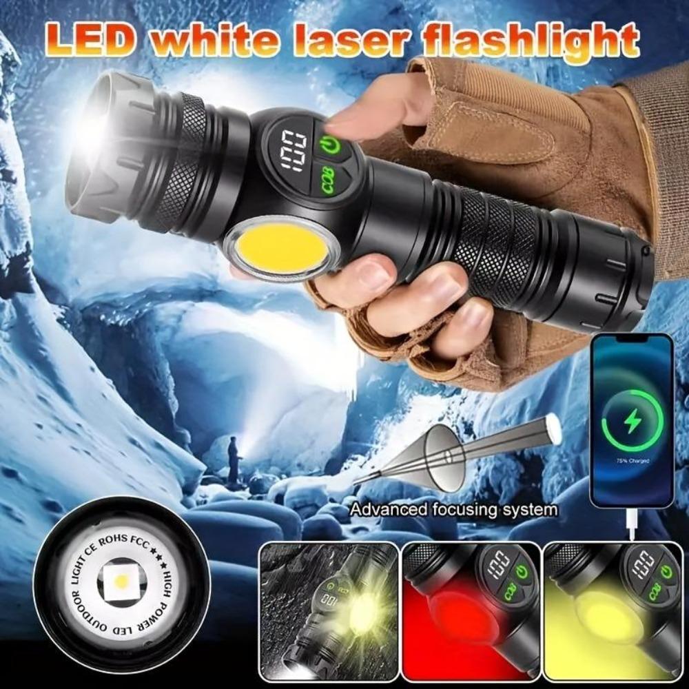 Most Powerful LED Flashlight White Laser Tactical Flash Light USB Rechargeable Zoom Torch Long Range Lamp Camping Lantern
