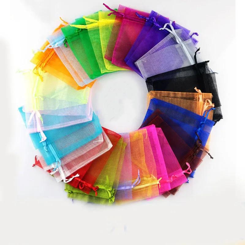 100pcs 7x9cm String Makeup Bag Colorful Drawstring Bag Jewelry Packaging Bags Wedding Gift Storage Drawstring Pouches