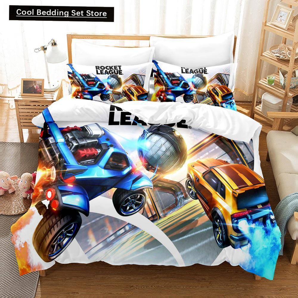 Новый комплект постельного белья Rocket League, покрывало для односпальной кровати, двуспальной кровати размера Queen King Size, комплект постельного белья Rocket League для детей, мальчиков, спальня, пододеяльник