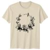 Floral Rose Wreath Black Sketch Unisexs TShirt Botanical Illustration Floral